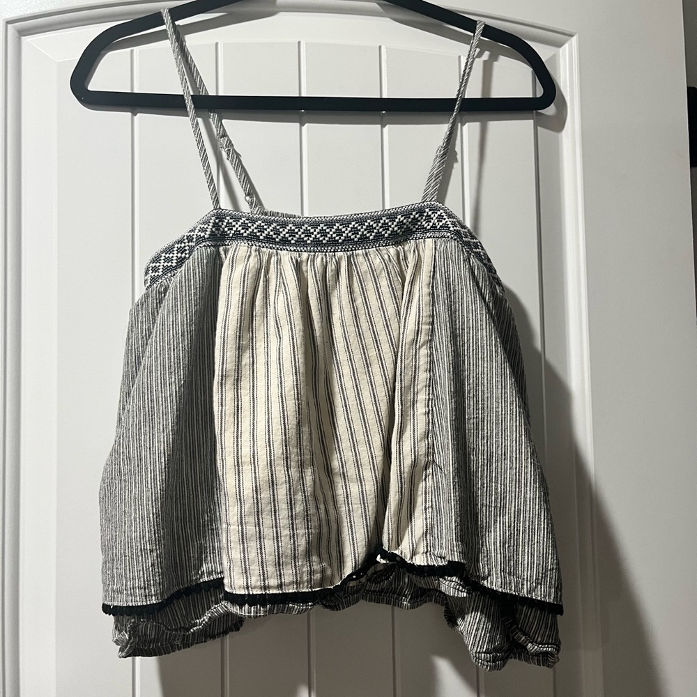 Hem & Thread blue and white cropped tank